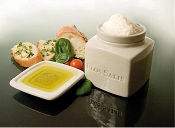 Flos Salis - Tisch-Salz-Gefäß Flos Salis® groß Flor de Sal-Auslese &Olivenöldippschälchen