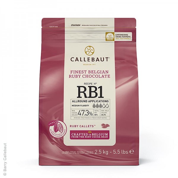 Callebaut - Ruby - Rosa Schokolade (47.3%) Callets Couverture Callebaut