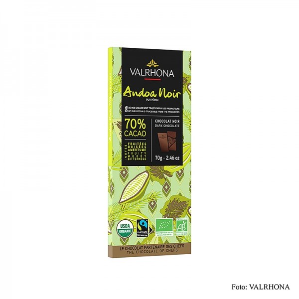 Valrhona - Valrhona Andoa Noire Couverture dunkel Tafel 70% Kakao BIO